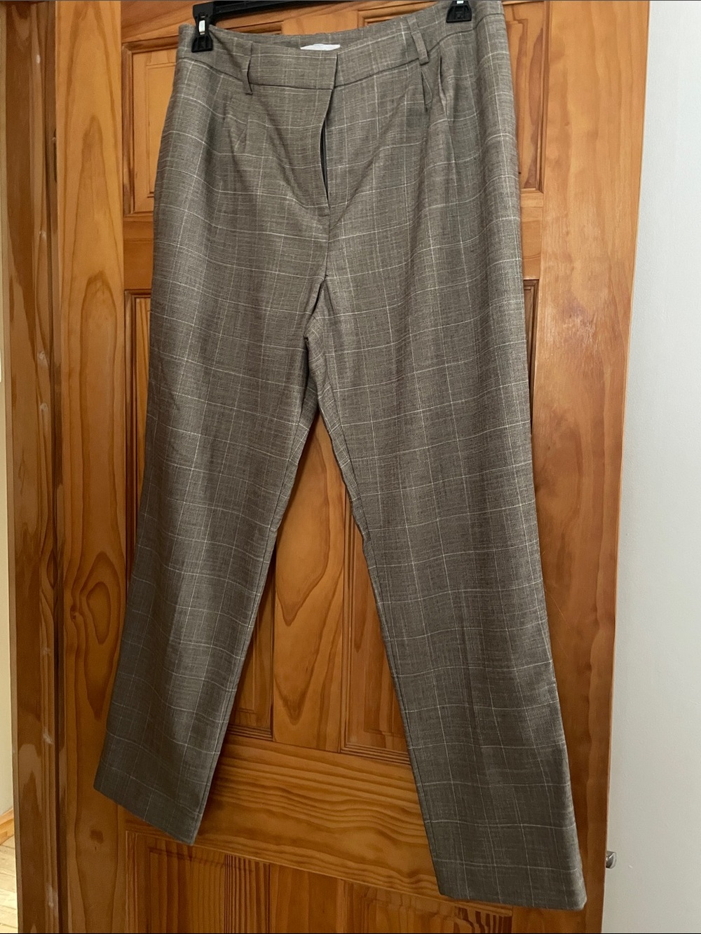Ladies Calvin Klein Taupe Plaid Dress Pants